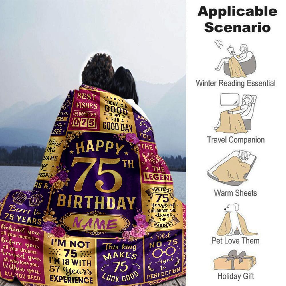 Golden Milestone Celebration Blanket Personalized Name Soft Warm And Versatile For Sofa Bed Office And Travel Machine Washable Comfortable In All