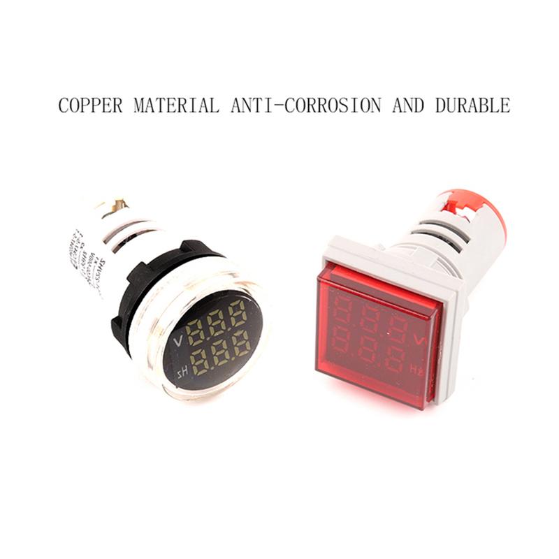 22mm AC 50-500V 0-99 Hz Round Square Digital Display Voltage Hertz meter Frequency Voltage Tester Meter Indicator Signal Light