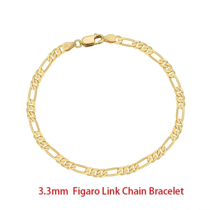 

ORSA JEWELS 100% Серебро 925 Пробы Итальянский 3,3 мм Алмазная огранка Цепь Фигаро Браслет для Женщин Ручная работа Вечерние Украшения SB66 16.5cm