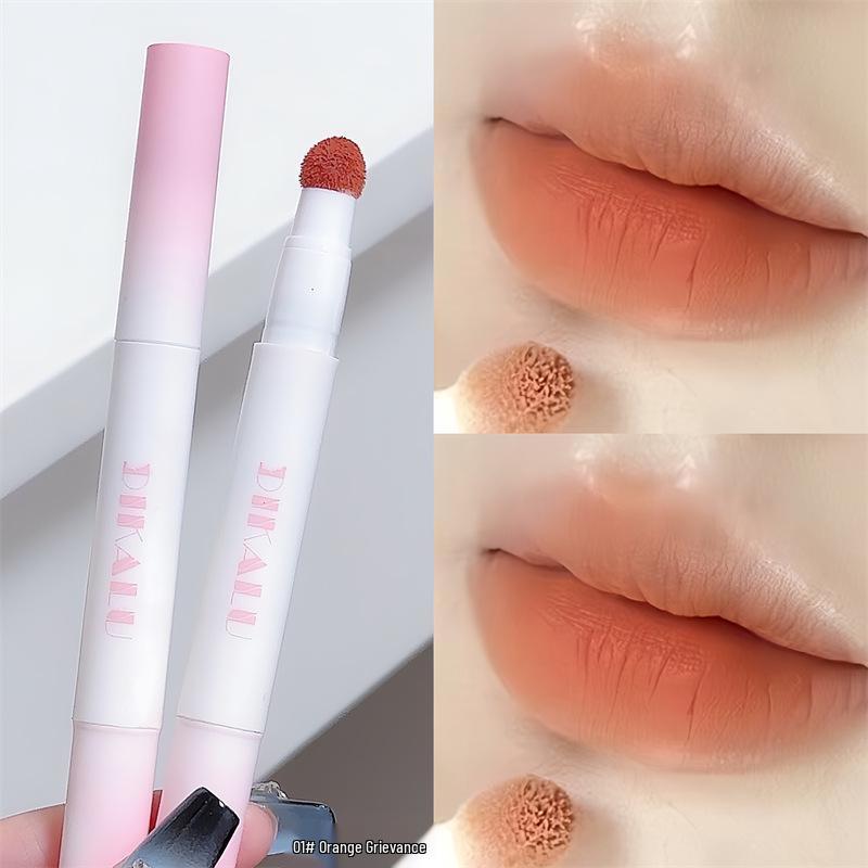 DIKALU Lip Powder Cream: Matte Brick Red Lipstick, Non-Fading, Non-Stick, Whitening for Women.