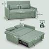 Convertible Sofa, 2-Seater, 3-in-1 Click-Clack Bed, 160 Cm, Adjustable Backrest, 2 Pillows, Green