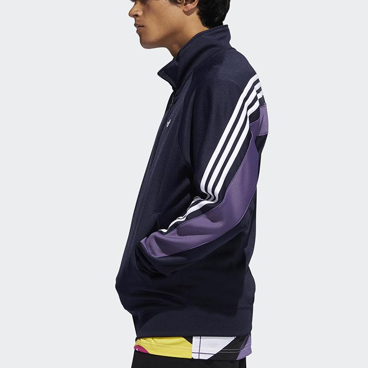Adidas Originals Trefoil Stand Collar Casual Sports Jacket Men Outerwear Navy-Blue FM1524