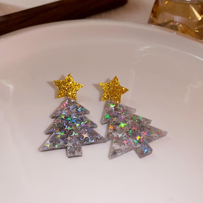 

Resin Star Christmas Tree Sequin Luxury Stud Earrings - Trendy Design, Dopamine Fashion Niche.