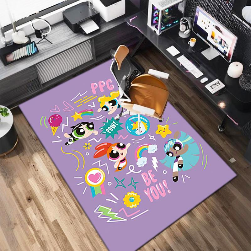 1Pc The Powerpuff Girls Printed rectangle carpet, home door mat, outdoor travel protection carpet A8