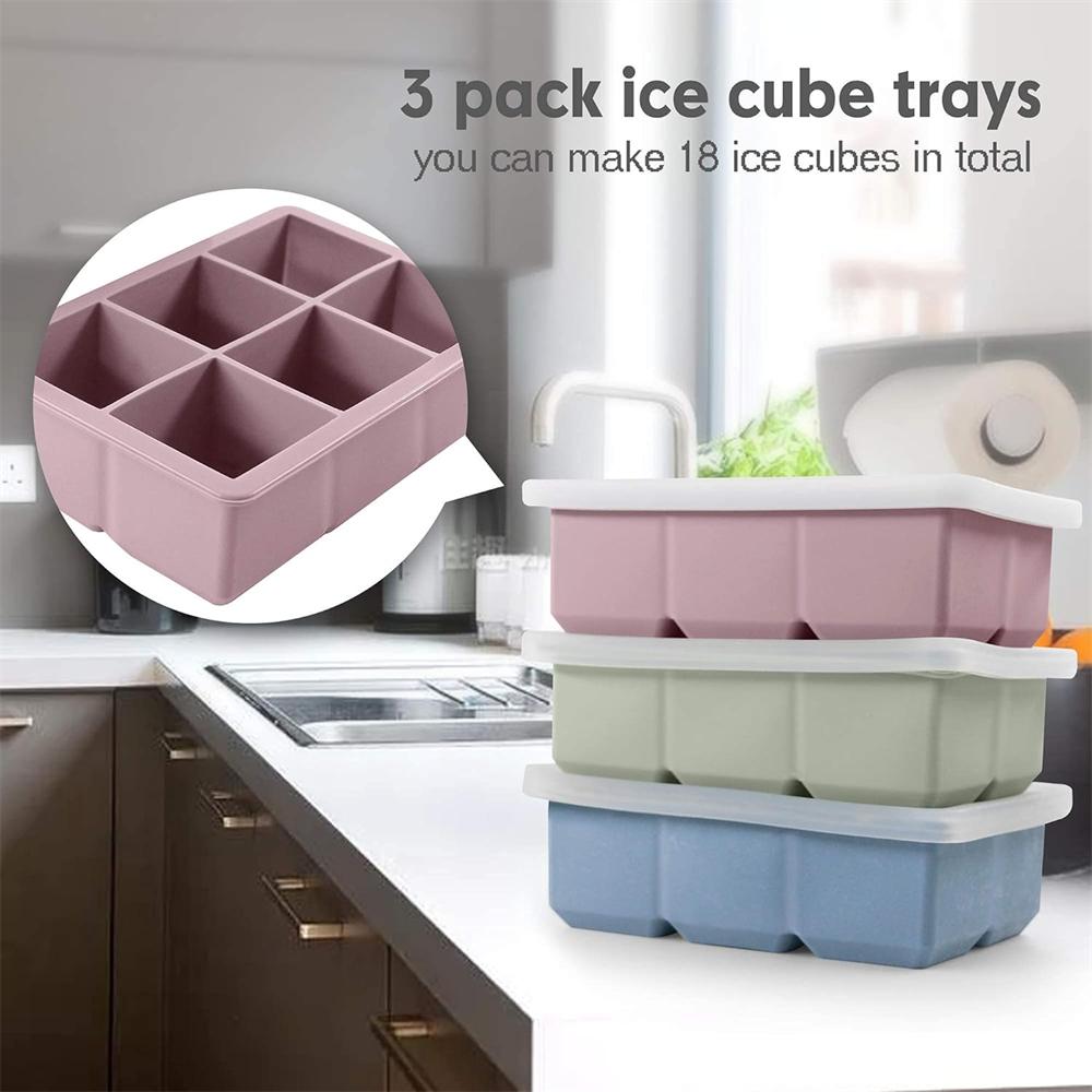 Silicone Ice Cube Trays,Large Size Silicone Ice Cube Molds with Leak Proof Removable Lid Square Ice Cube Tray And BPA Free