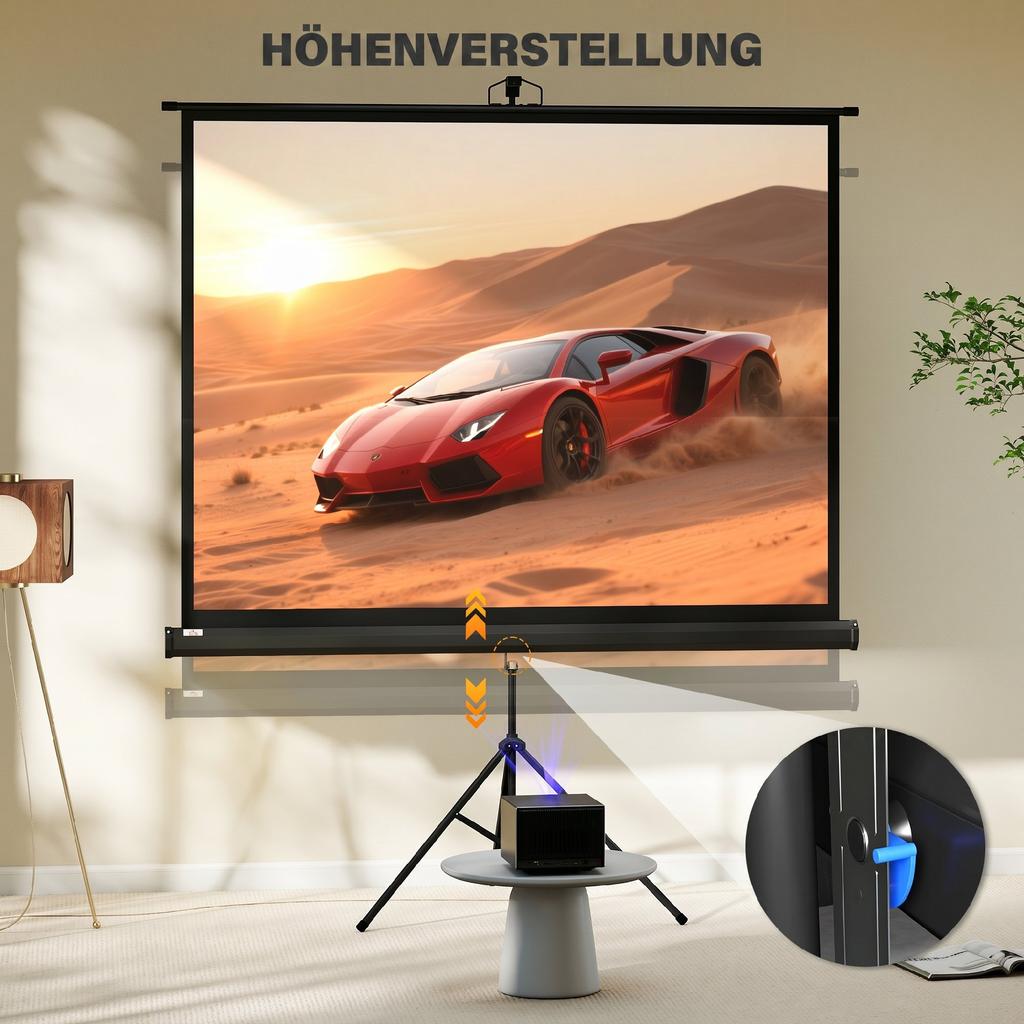 Projection Screen in 4:3 Format, Cinema Screen, Presentation Surface for Home or Office, Black