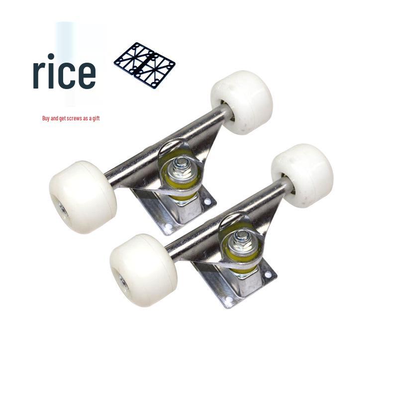 

5-Inch Aluminum Alloy Skateboard Truck with Wheels - Shock-Absorbing Double Rocker Design, Baked Paint Finish