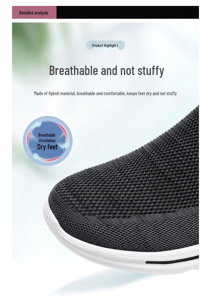 Women's Slip-On Fly-Knit Soft Sole Shoes for Middle-Aged and Elderly