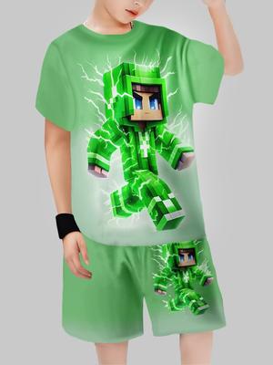 Sommer Kinderkleidung Lässiges 3D-Druck Kurzarm-T-Shirt Jungenkleidung