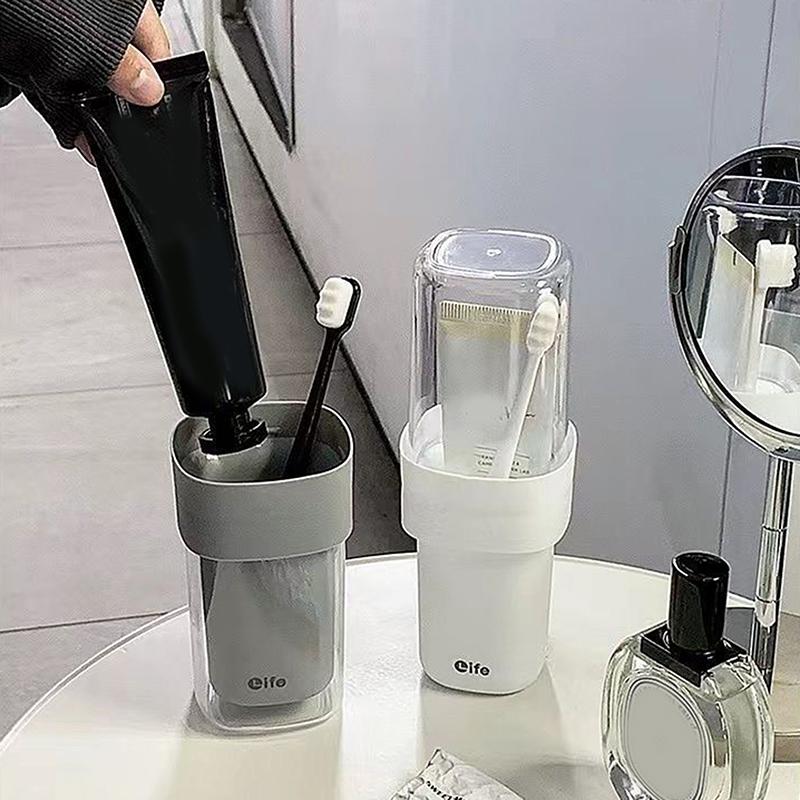 Portable Toothbrush Cups With Lid Plastic Drinking Brushing Cups Outdoor Travel Anti Drop Toothbrush Holder Mouthwash Cups