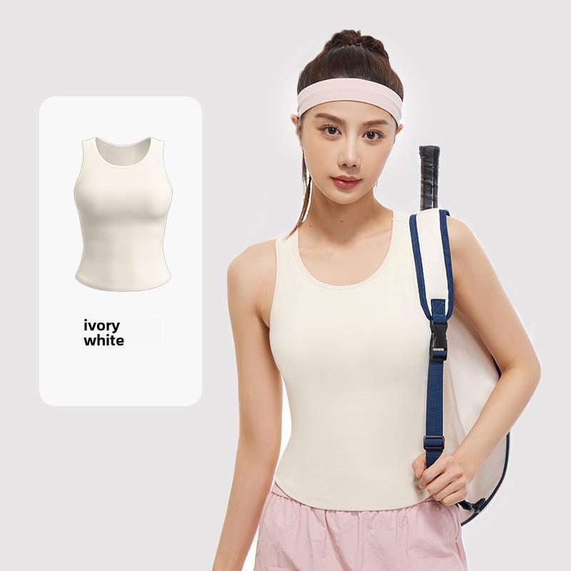 Juyitang 4D Peach Round Neck Anti-Exposure Yoga Vest