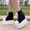 Sapatos de Lona da Moda para Mulheres Moda Salto Alto 14CM Feminino Salto Escondido Sapatos de Plataforma Mulheres Sola de Borracha Antiderrapante Mulheres Sapato de Plataforma