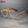 Fashion personalized double beam heterosexual flat glasses, trendy avant-garde hollow triangular frame anti-blue flat glasses
