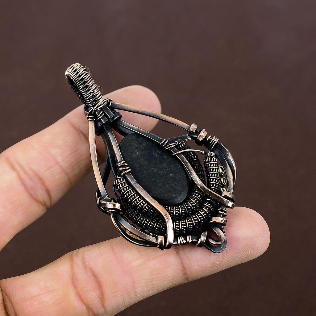 Abalone Shell Handmade Copper Wire Wrap Pendant 2.87" m0z55