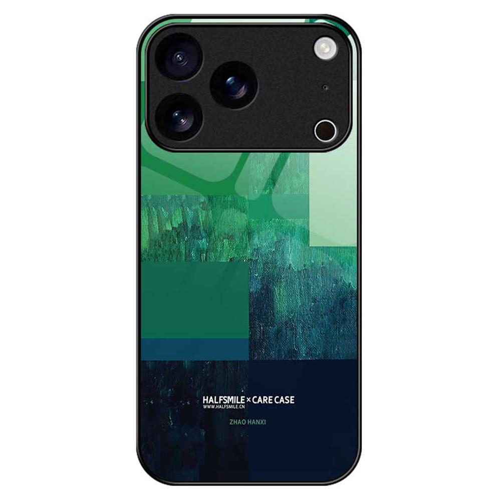 For iPhone 17 Pro Max Case TPU PC Tempered Glass Pattern Printing Anti Drop Phone Back Cover