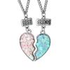 Set di 2 Collane con Ciondolo a Mezzo Cuore Colorato Catena con Perline Fascino Migliori Amici Choker Gioielli BFF Per Bambini Amicizia