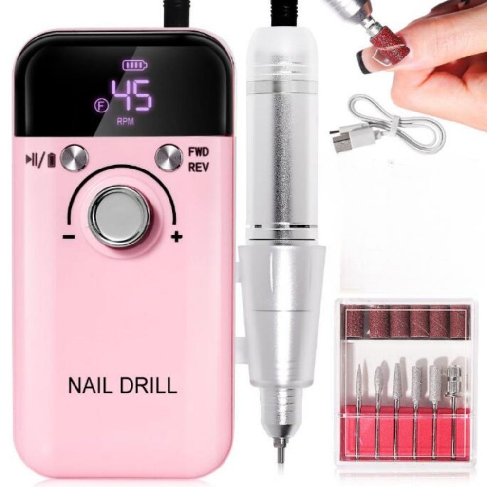 45000RPM Electric Nail Drill Machine Professional Nail Drills for Gel Nails Polish Rechargeable Portable Nail File Manicure Tool
