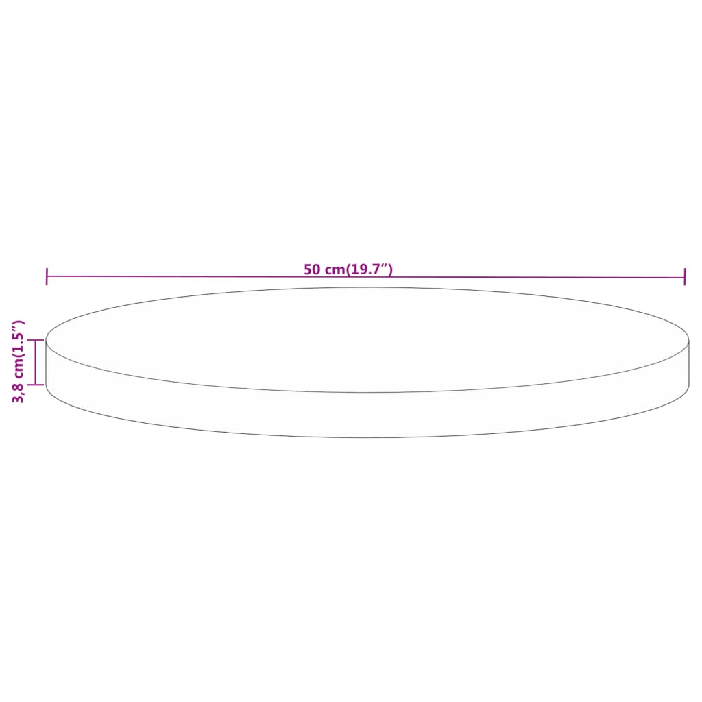 Round Table Top Ø 50x3.8 Cm Solid Reclaimed Wood