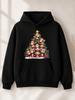 Cute Cartoon Style Men'S Hoodie with Christmas Tree, Featuring Happy Monkeys And Santa Hats, Winter Holiday Gift, Gift for Monkey Lovers, Plus Size