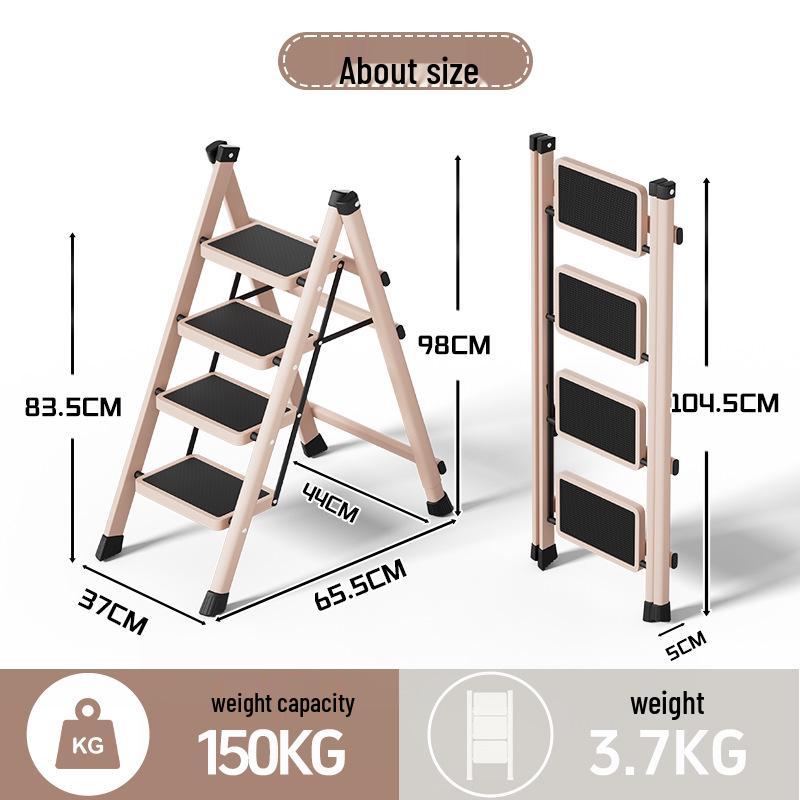 Folding Small Indoor Ladder: Multi-functional A-frame with Non-slip Steps, 2 or 3 Steps