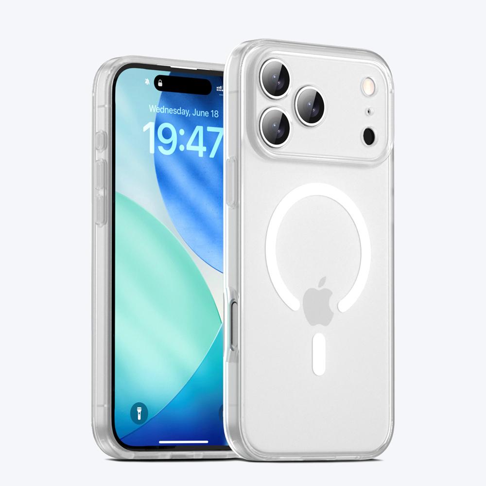KEYSION Translucent Matte Case for MagSafe for iPhone 17 Pro Max Soft Silicone+PC Wireless Charging Shockproof Phone Back Cover