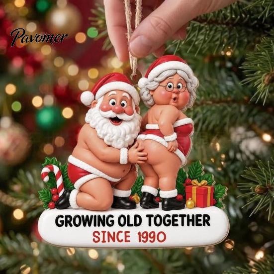 Durable Xmas Tree Hanging Wooden Christmas Ornaments, Funny Santa Claus Pendant with Reusable Craft Ornaments Rope for Holiday Home Decor and