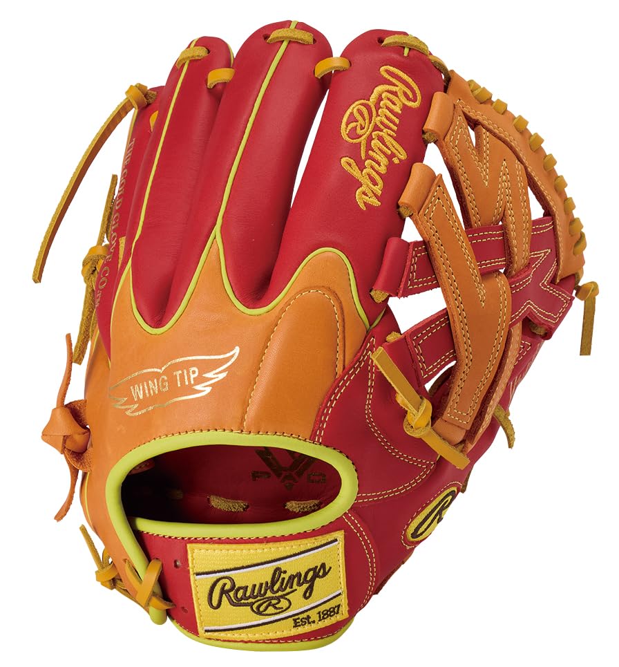 Rawlings HYPER TECH COLOR SYNC GR5FHTCN55W Baseball Throw Glove, Soft, All-Around, Scarlet/Orange, 11.75 inches, Left-Handed