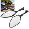 Pair Motorcycle Rearview Mirrors Universal ABS Black Housing with Mounting Bolts and Caps