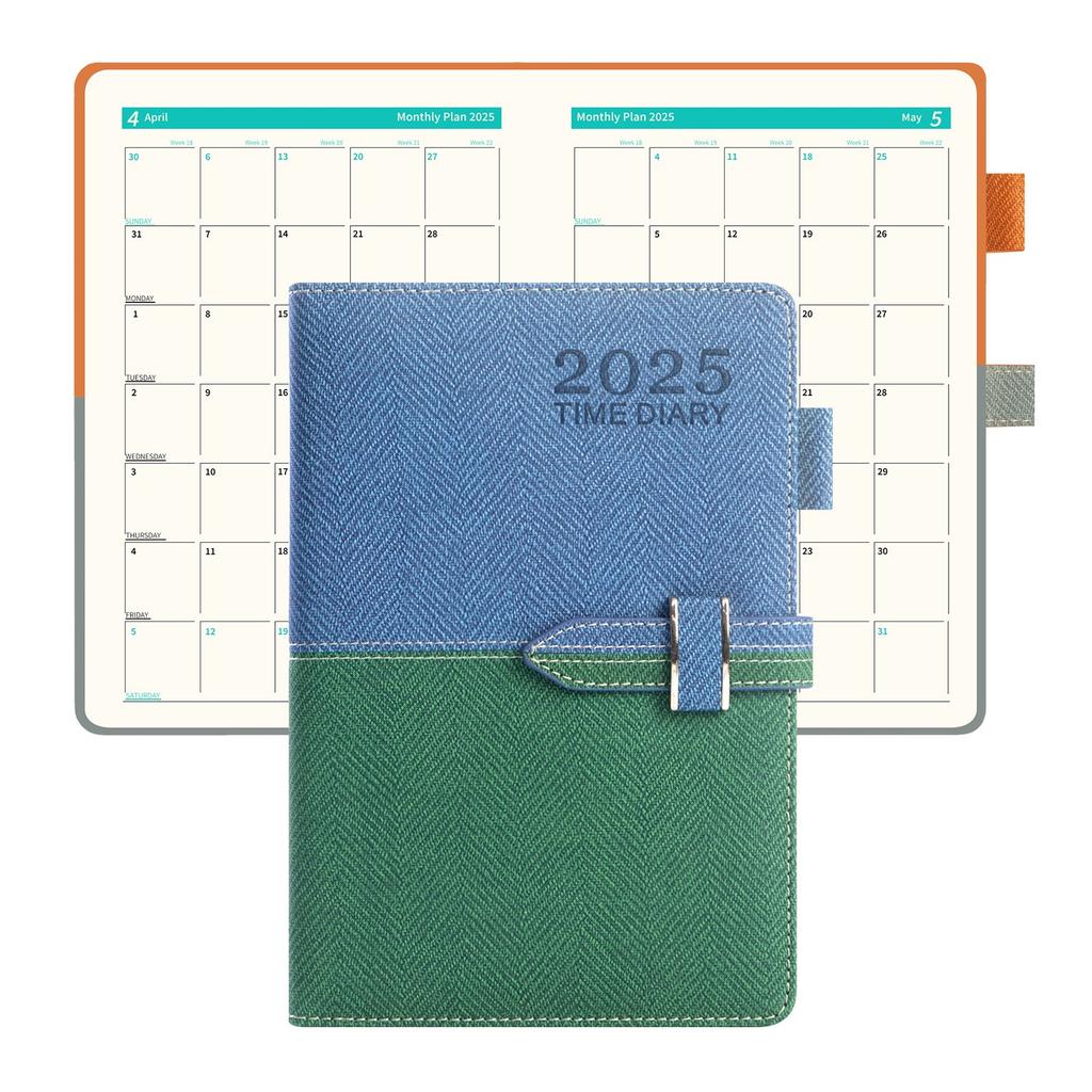 Kalendár 2025, 365-dňový plánovač, Manuál efektivity času, Kalendárový zápisník s popruhmi