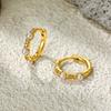 Elegant Imitation Pearl Shiny Zircon Gold Color Mini Hoop Earrings Gold Plated Charm Huggies Jewelry Daily Wear Gift for Women