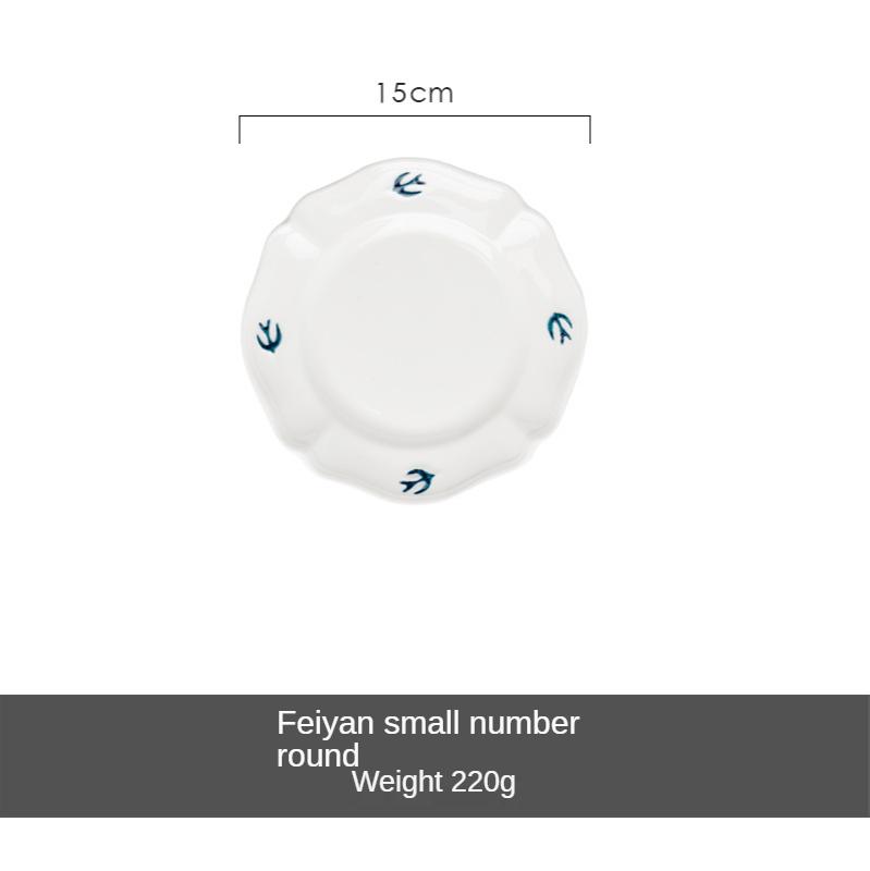 

Японская корейская Ins рельефная ласточка бытовая тарелка простой свежий десерт летящая птица салат тарелка набор кухонных столовых приборов