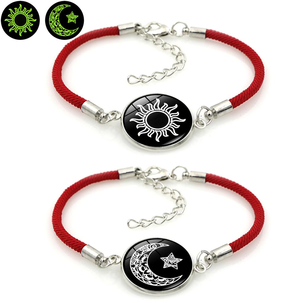 Sun Moon Lovers Glow In The Dark Braided Bracelet Couple Matching Bracelets For Students Valentine's Day Gift