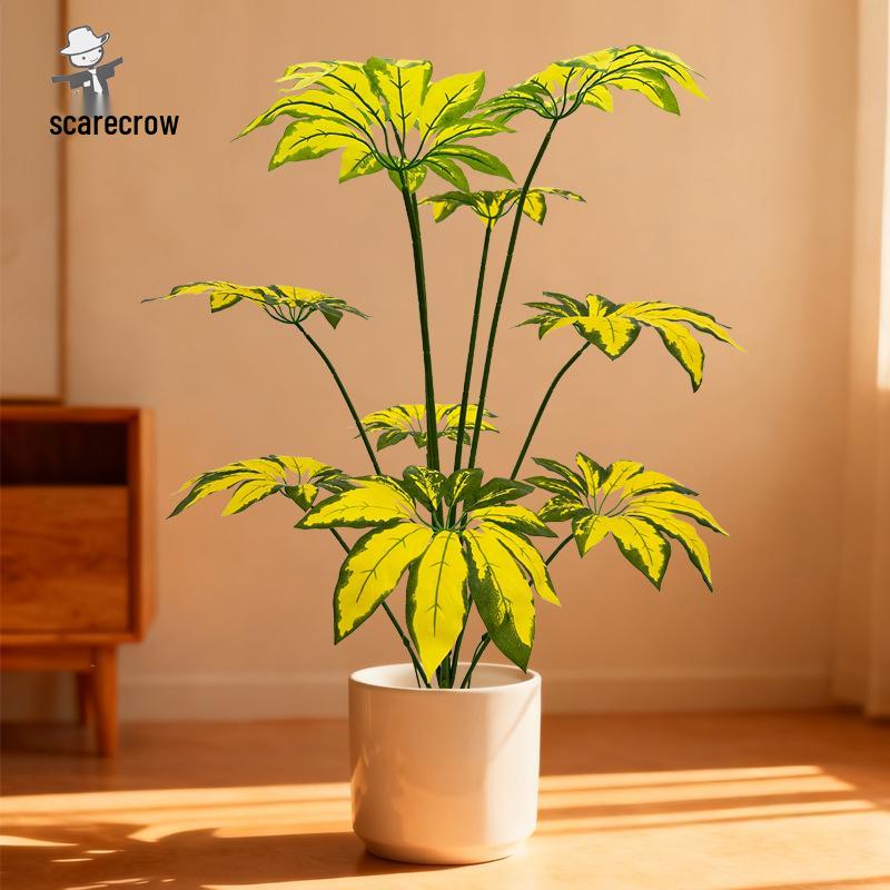 Tropical Nordic-Style Umbrella Leaf Faux Bonsai for Home Décor