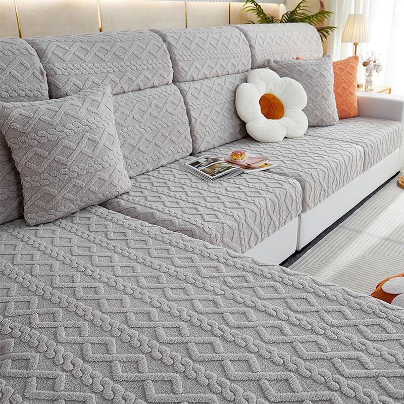 Winter Thick Plush Sofa Cover All Inclusive Anti Slip Detachable Washable Sofa Cover High Elasticity Furniture Protective Cover