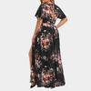 Fashion Summer Dress  Trendy Printed Hem Split Women European American Style Large Size