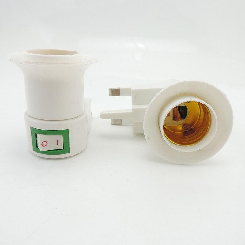 Ștefa AC E27 de tip UK LED Baza convertizorului de bec 3 pini Suport pentru priză Adaptor Comutator ON/OFF Suport lampă de control q1