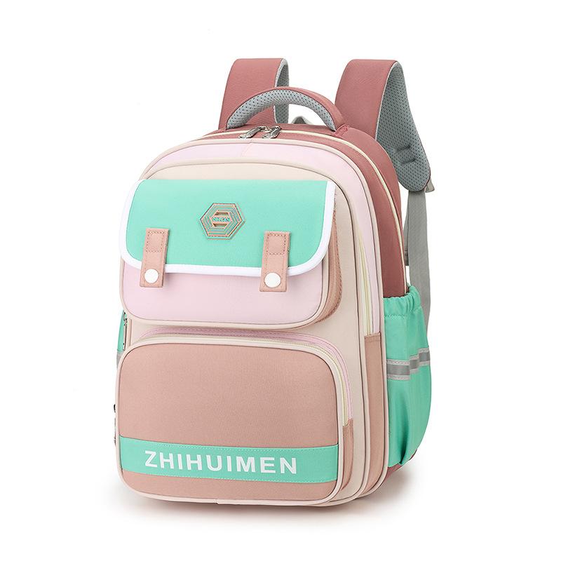 New Fashionable Contrasting Color Backpack, Primary School Bag, Large Capacity Children's Backpack, Men's and Women's School Bag