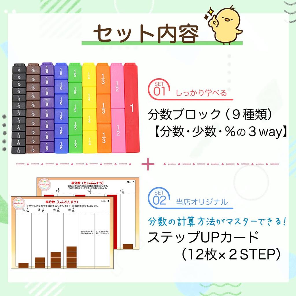 HapiChil Brøk Tenkelig Brøkklosser 24 Kort av Veteran Cram School Læring & Opptrapping [Veiledere]