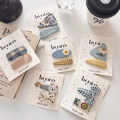 Niebieskie Kawaii Spinki do Włosów z Tkaniny Kobiety Dziewczynki Dzieci Klipsy do Włosów Śliczne Dziecięce Spinki Akcesoria Klips do Włosów Nakrycie Głowy Ozdoba