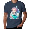 Playful Isometric Mermaid By The Sea Tshirt Work Wear Short Sleeve Tshirt