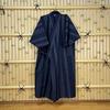 [momoten] [Amazon Exclusive Brand] Original Mizuyagi Kimono (Workwear, Samue, Haori, Bathrobe, Apron) Black Stripes, 120cm Long