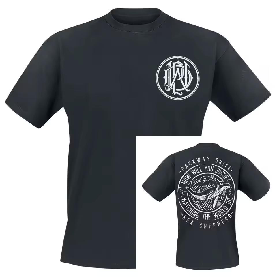 Metal Gothic Thorn Crescent Double Sided Print Black T-shirt Men Spike Letter Wreath Graphic Loose Short Sleeve Dark Punk Tees