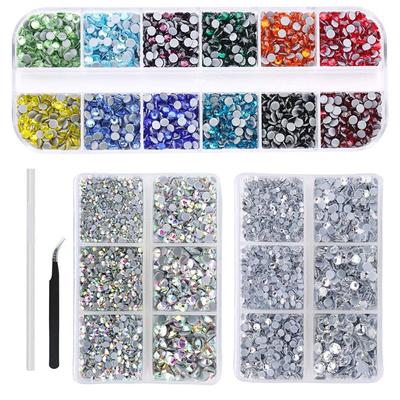 12-Grid Glass Imitation Austrian Hot Diamond Box With Forceps Point Drill Pen Set Diy Rhinestone Clothing Accessories