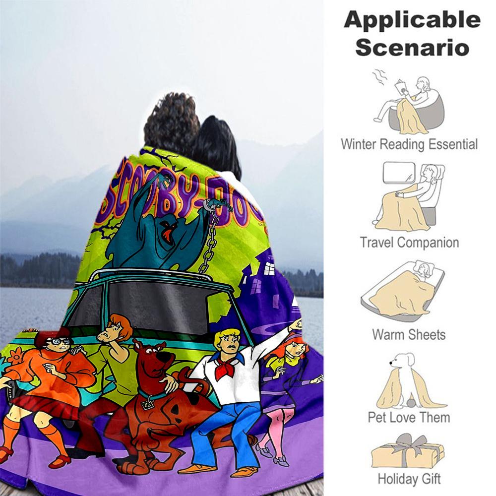 1PC Scooby-Doo Mystery Outdoor Blanket Lightweight Flannel, Soft & Warm, All-Season, Outdoor, Camping, Living Room, Office, L1106032