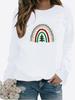 T-shirt à manches longues et col rond pour femme, décontracté, couleur unie, imprimé, ample, idéal pour l'automne et l'hiver