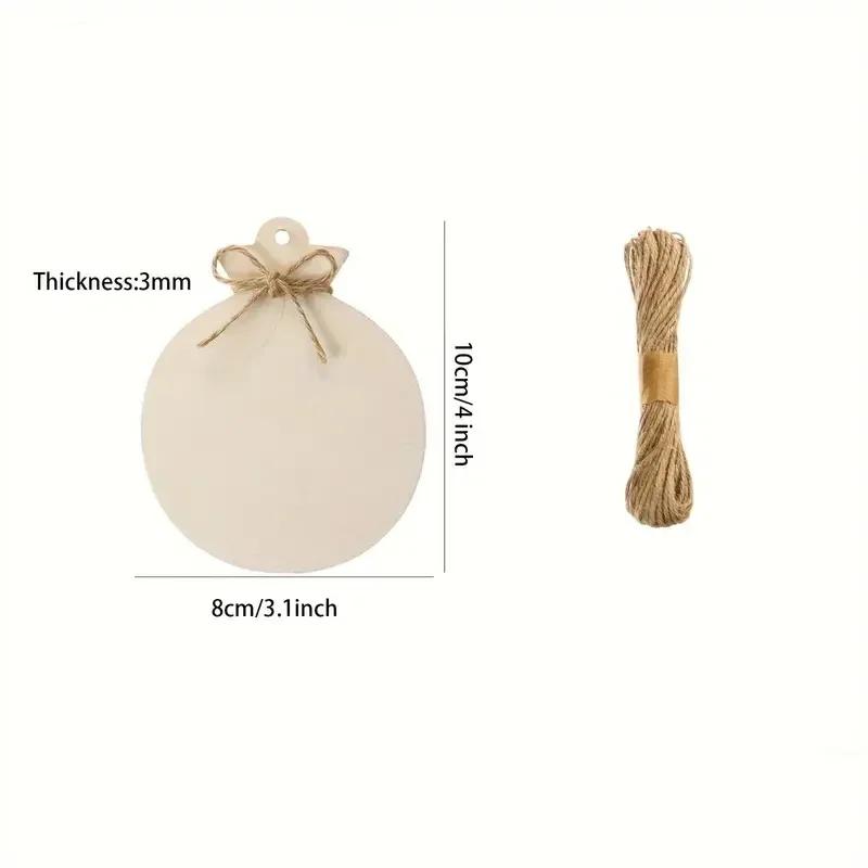 10Pcs DIY Round Blank Christmas Wooden Crafts Ornaments DIY Christmas Tree Ornaments Hanging Decorations