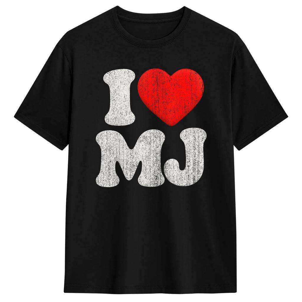 Retro I Love MJ TShirt Summer Cotton TShirts For Unisex Pattern Tee Shirt Short Sleeve Streetwear Clothes