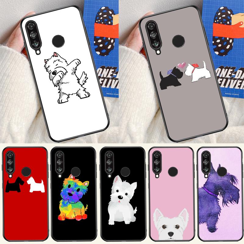 Cartoon Westie Dog For Huawei P20 P40 P30 Lite P60 Pro Nova 12s 11i 12i 10 9 SE 5T Y91 Y90 Y60 Y70 Y72 Y61 Case