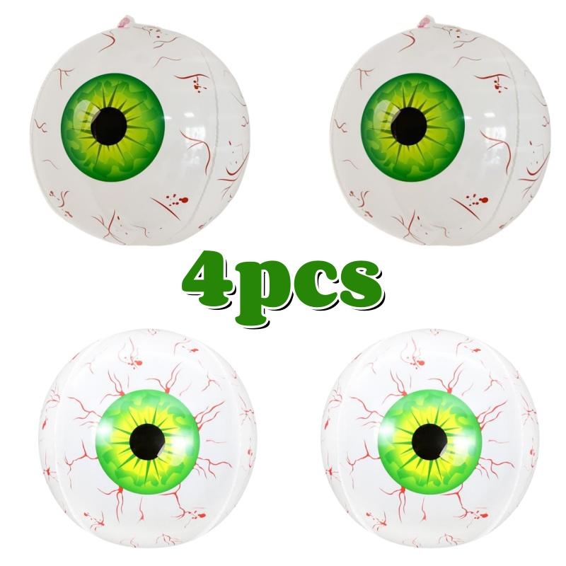 6pcs Halloween Inflatable Eyeball Balloons 22 Inch 3-color Horror Theme Party Eyeball Balloons For Halloween Scary Decorations