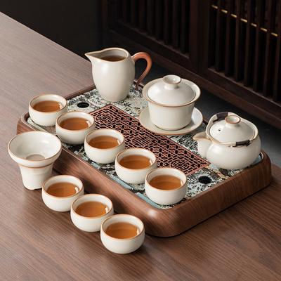 2025 Neues Ru-Ofen Kung Fu Tee-Set Heim-Büro Teestube Spezialkeramik Teekanne Teetasse Teebrett